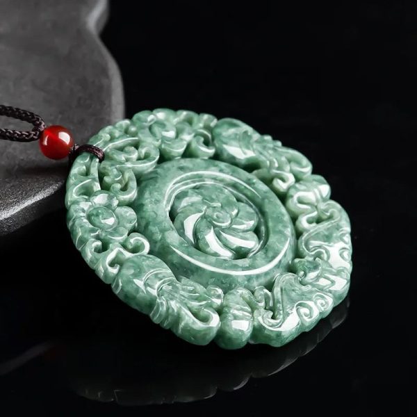 THE VAULT | Genuine Natural Jadeite Circular Pendant Necklace on Sale