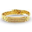 NEW Golden Mens Paved Bar Diamond Bracelet 18kt Online Sale