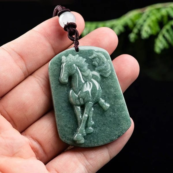 THE VAULT | Genuine Natural Horse Hand Carved Jadeite Necklace Online Hot Sale