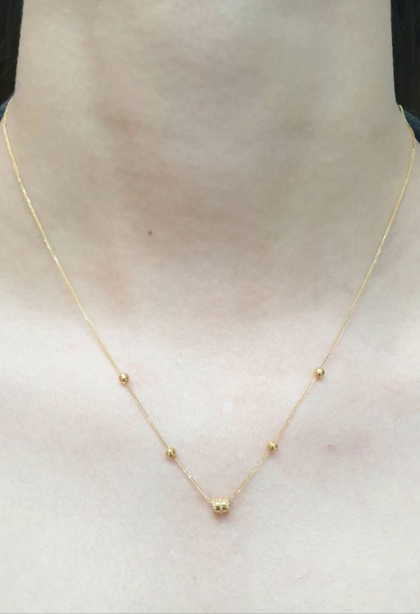 18kt Golden Running Barrel Necklace Cheap