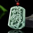 THE VAULT | Natural Magpie Peony Flower Hand Carved Jadeite Necklace Online Sale