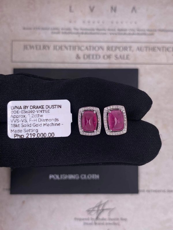 #LVNA2024 | Burmese Ruby Cabochon Gemstones Diamond Earrings 18kt For Discount