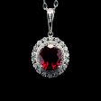 Red Ruby Oval Gemstones Diamond Necklace 14kt Discount