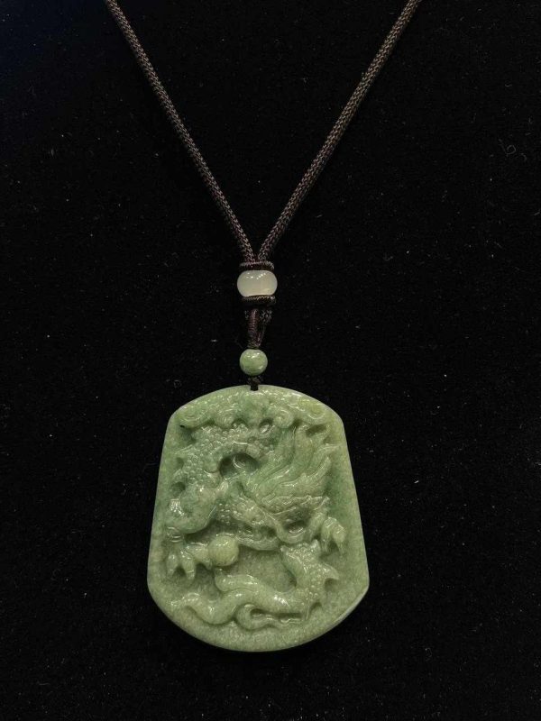 THE VAULT | Natural Jadeite Myanmar Dragon Necklace For Sale