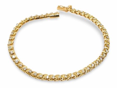 NEW Golden Unisex Snake Link Eternity Diamond Bracelet 18kt For Discount