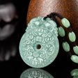 THE VAULT | Natural Bat Ping An Buckle Hand Carved Jadeite Necklace Sale