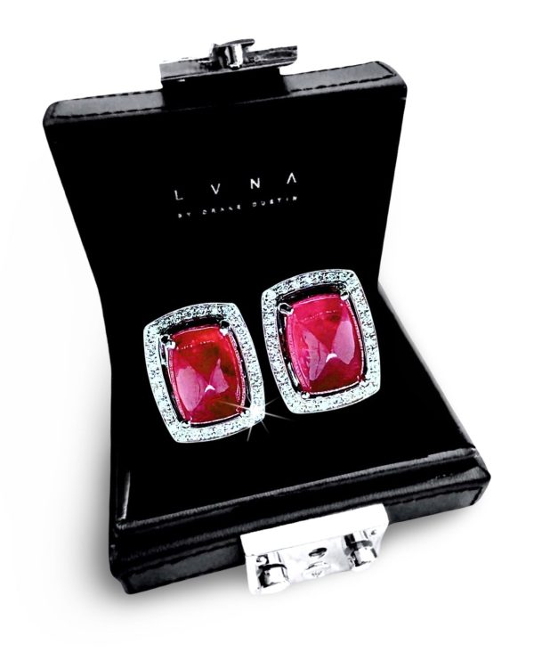 #LVNA2024 | Burmese Ruby Cabochon Gemstones Diamond Earrings 18kt For Discount