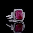 #LVNAPP | Natural Cabochon Pink Ruby Gemstones Diamond Ring 18kt on Sale