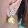 #TheSALE | Leaf Round Pearl Diamond Earring 14kt For Sale