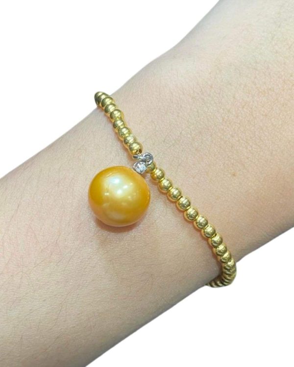 #LVNAPP | 12MM Natural Golden “HOPE” South Sea Pearl Diamond Bracelet 18kt For Cheap