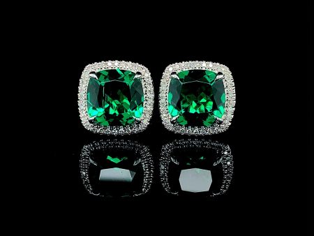 #LVNA2024 | Cushion Green Gemstones Diamond Earrings 14kt For Cheap