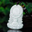 THE VAULT | Natural Myanmar Goddess of Mercy Hand Carved Jadeite Necklace For Sale