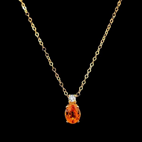 #LVNA2024 | Orange Citrine Diamond Necklace 18” 18kt For Sale