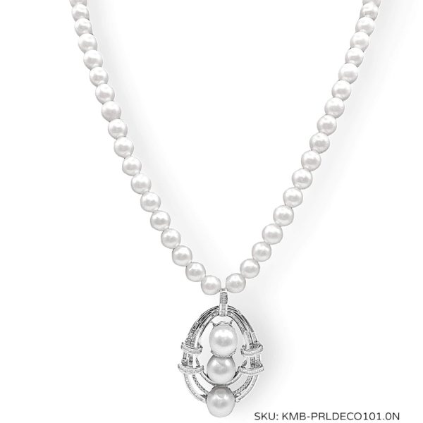 #TheSALE | Baguette Deco Pearl Diamond Necklace 14kt For Discount