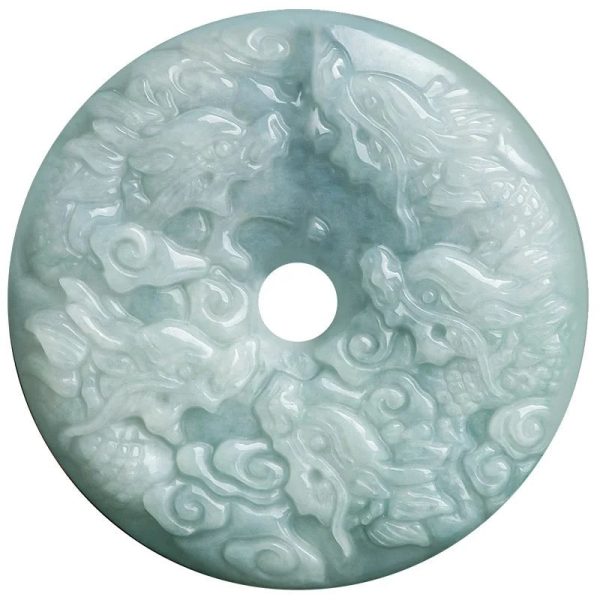 THE VAULT | Natural Myanmar Long Ping An Buckle Hand Carved Jadeite Necklace Cheap