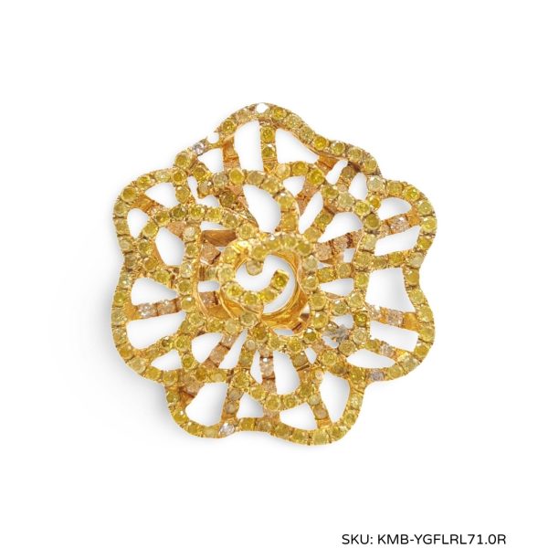 #TheSALE | Golden Large Floral Diamond Ring 14kt Fashion