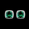 #LVNA2024 | Cushion Green Gemstones Diamond Earrings 14kt For Cheap