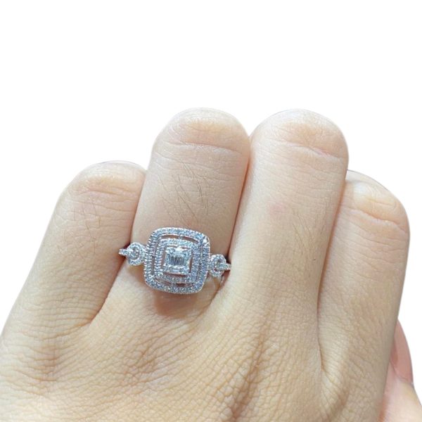 Square Halo Paved Diamond Ring 14kt Cheap