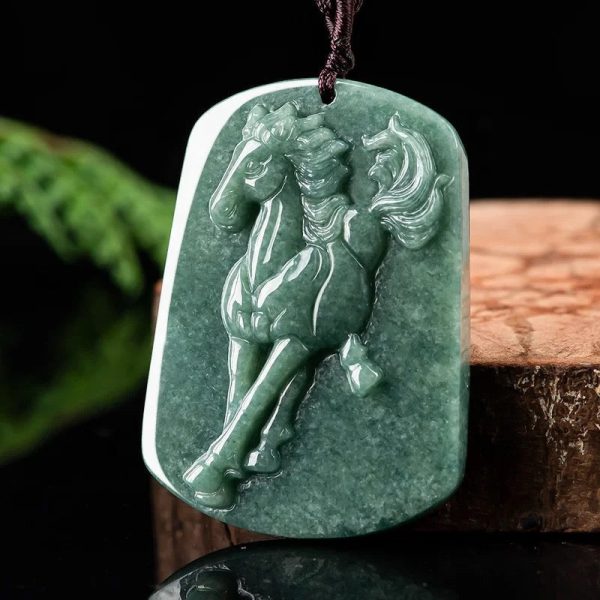 THE VAULT | Genuine Natural Horse Hand Carved Jadeite Necklace Online Hot Sale