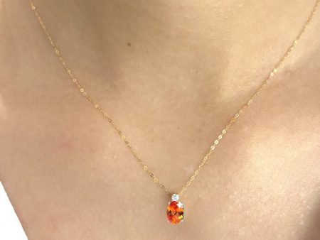 #LVNA2024 | Orange Citrine Diamond Necklace 18” 18kt For Sale