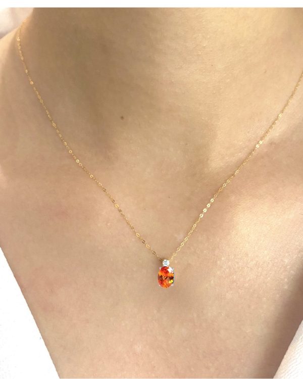 #LVNA2024 | Orange Citrine Diamond Necklace 18” 18kt For Sale