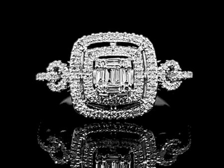 Square Halo Paved Diamond Ring 14kt Cheap