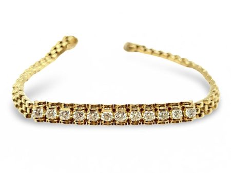 NEW Golden Mens Paved Bar Diamond Bracelet 14kt For Cheap