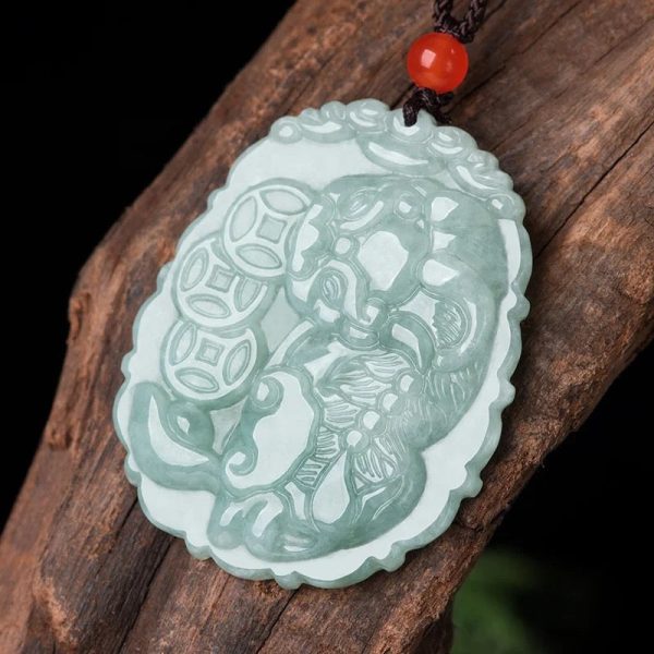 The Vault | Natural Myanmar Pi Xiu Hand Carved Jadeite Necklace Discount