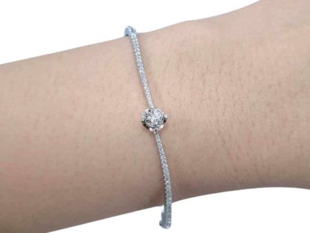 Round Half Eternity Diamond Bangle 18kt Online now