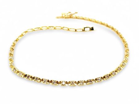 NEW Golden Unisex Link Eternity Diamond Bracelet 18kt For Cheap