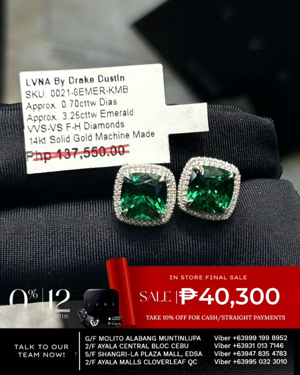 #LVNA2024 | Cushion Green Gemstones Diamond Earrings 14kt For Cheap