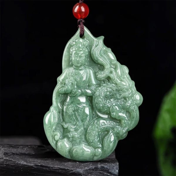 THE VAULT | Genuine Natural Hand Carved Jadeite Goddess Necklace Discount