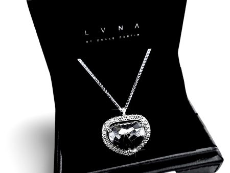 Rare Black Heart Cabochon Solitaire Colored Diamond Necklace 18kt Hot on Sale