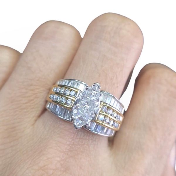 #TheSALE | Multi Tone Marquise Diamond Unisex Ring 14kt For Sale