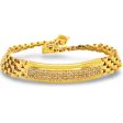 NEW Golden Mens Paved Bar Diamond Bracelet 14kt Discount