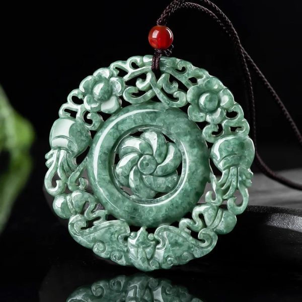 THE VAULT | Genuine Natural Jadeite Circular Pendant Necklace on Sale