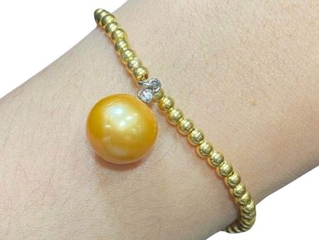 #LVNAPP | 12MM Natural Golden “HOPE” South Sea Pearl Diamond Bracelet 18kt For Cheap