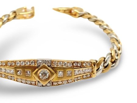 NEW Golden Mens Paved Bar Diamond Bracelet 14kt on Sale