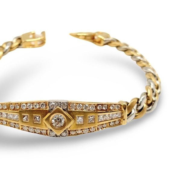 NEW Golden Mens Paved Bar Diamond Bracelet 14kt on Sale