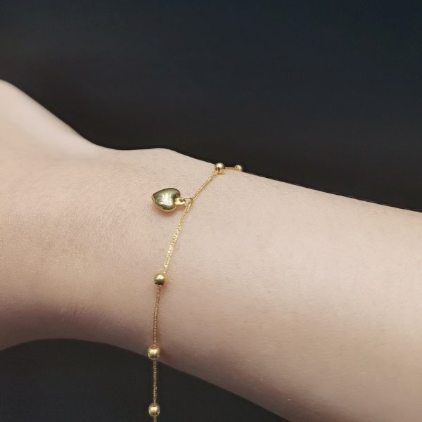 18K Golden Lucky Balls with Heart Bracelet on Sale