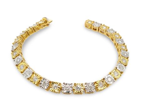 NEW Large Unisex Multi-Tone Eternity Diamond Bracelet 18kt For Cheap