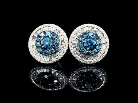 PREORDER | Round Statement Blue Colored Diamond Earrings 14kt Online Hot Sale