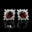 Red Ruby Gemstones Statement Diamond Earrings 14kt For Cheap