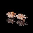 Rose Golden Pear Leaf Cluster Diamond Earrings 18kt For Cheap