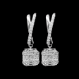 Square Paved Dangling Diamond Earrings 14kt Discount