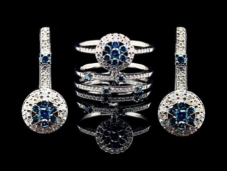 PREORDER | Round Blue Sapphire Deco Gemstones Diamond Jewelry Set 14kt Supply