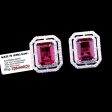 Red Ruby Emerald Halo Gemstones Diamond Earrings 14kt Fashion