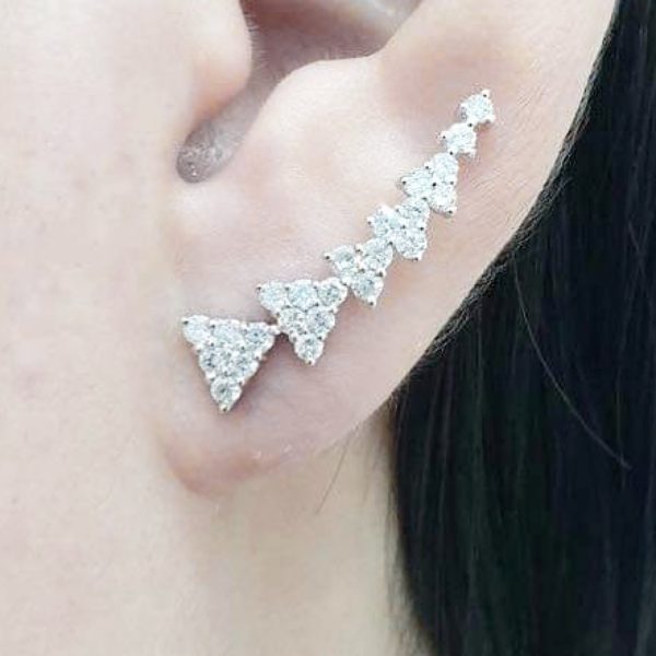 PREORDER | Triangle Deco Cluster Shape Crawler Diamond Earrings 18kt For Discount