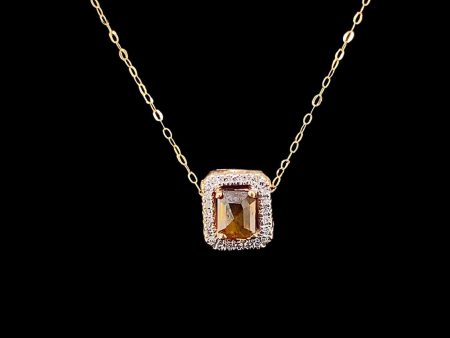 PREORDER | Square Colored Diamond Necklace 14kt For Cheap