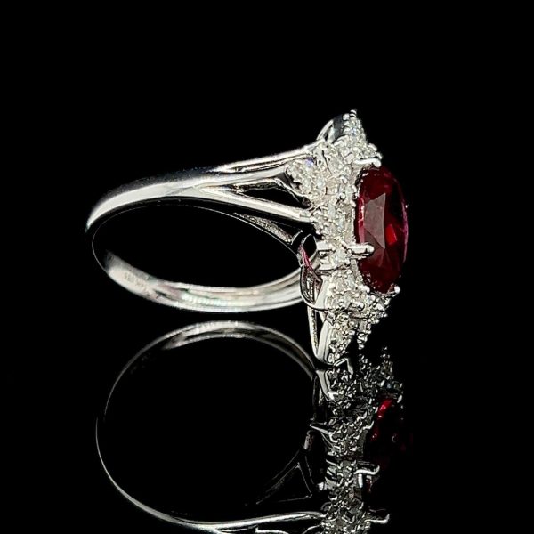 Red Ruby Gemstones Statement Diamond Ring 14kt Sale